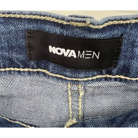 Nova Men jeans 42 medium wash camouflage at seams frayed edges pants - Picture 5 of 8